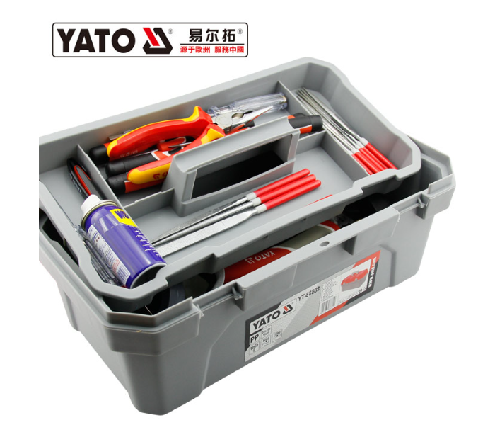 Yato YT-88882 Large Size Plastic Tools Storage Box - Red and Grey - Zoom Image 2