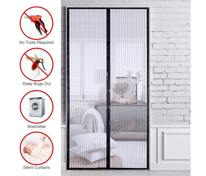 Polyester Insect Curtain Living Room Screen Door Mesh for Mosquitoes - Black - Zoom Image 7