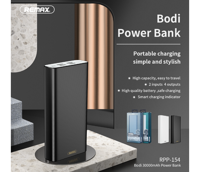 Remax RPP-154 Bodi Series 30000mAh 4 USB Power Bank - Black - Zoom Image 3