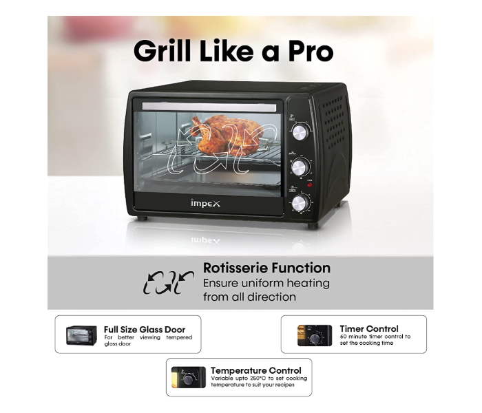 Impex OV 2902 1800W 45 Litre Oven Toaster Grill - Black - Zoom Image 4