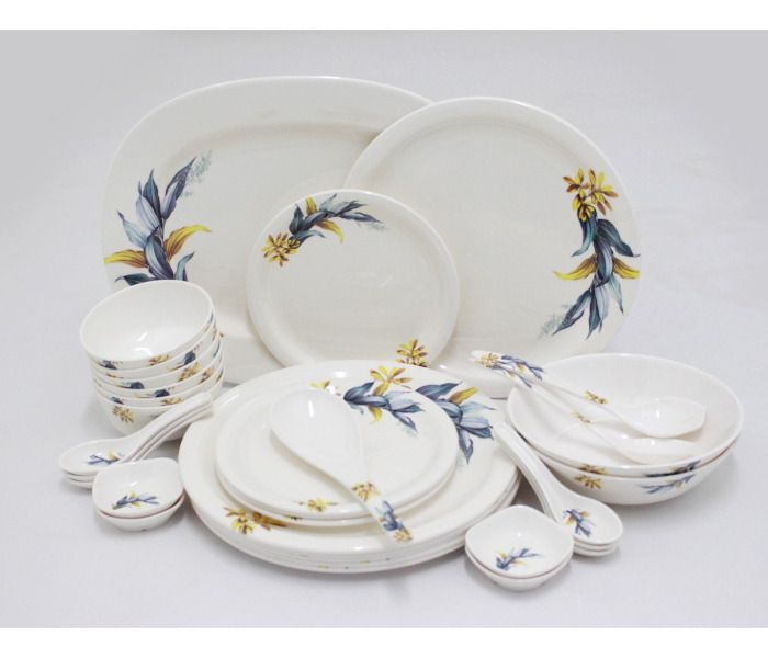 Gitco GIT2907 32pcs Melamine Dinnerware- Floral Gold - Zoom Image 1