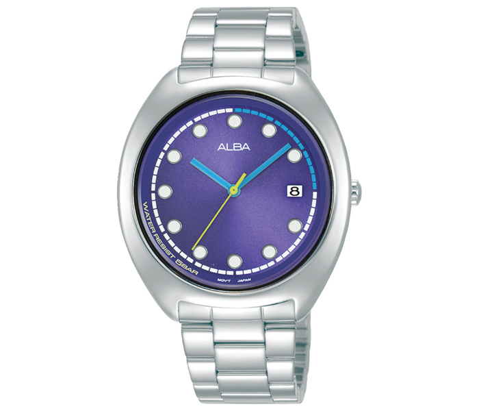 Alba AG8K49X1 36mm Fusion Stainless Steel Analog Watch for Women-Silver and Blue - Zoom Image 1