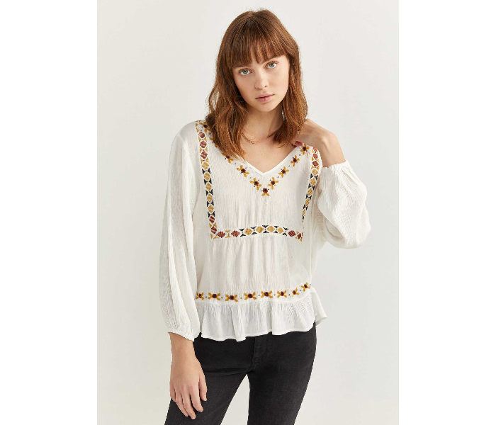 Springfield 679751296 Size 40 Long Sleeve Blouse for Women - Ivory - Zoom Image 1