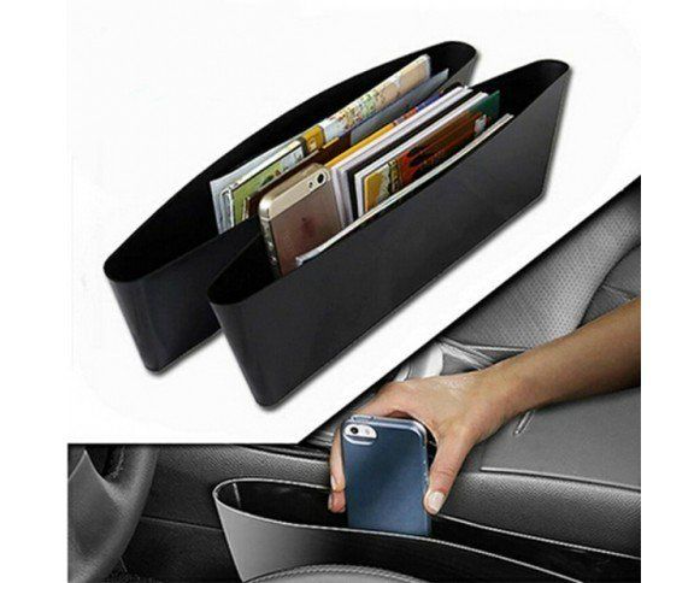 Set Of 2 Washable Side Gap Spacious Car Seat Gap Pocket Catcher Organizer -Black - Zoom Image