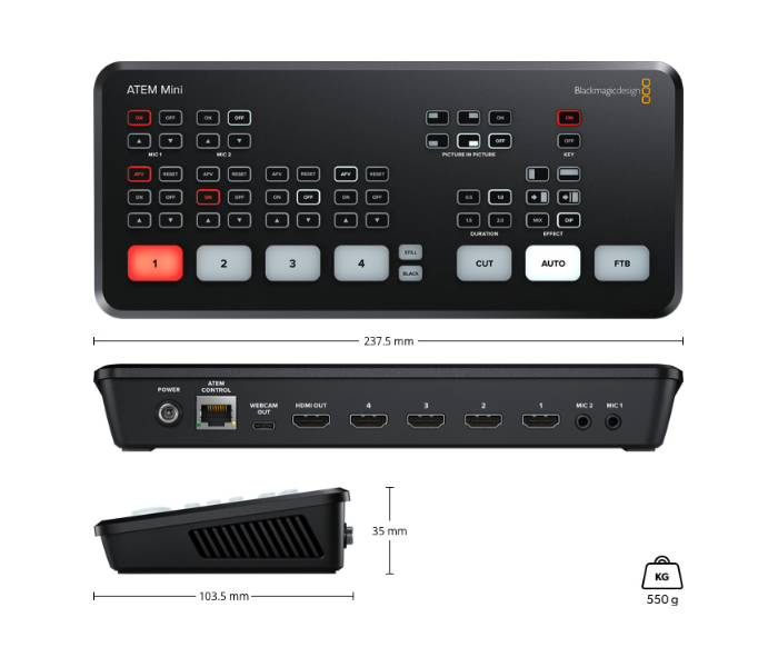 Blackmagic Design ATEM Mini HDMI Live Stream Switcher - Black - Zoom Image 3