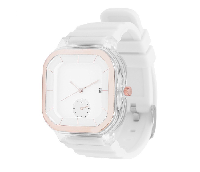 Pearl 6254 Fashionable Solid Square Watch for Women - White - Zoom Image