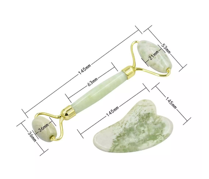 Generic Anti-Aging Jade Roller and Gua Sha Scraping Board Kit - Green - Zoom Image 4