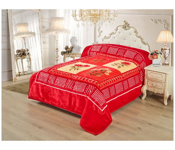 Stargold SG-BL2032 9Lbs 2Ply Single Bed Embossed Super Soft Blanket - Red - Zoom Image