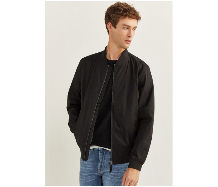 Springfield 283826501 Large Cotton Casual Jacket for Men - Black - Zoom Image 1