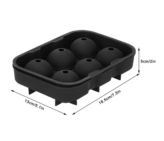 6 Cavity Reusable Ice Cube Trays - Black - Zoom Image 3