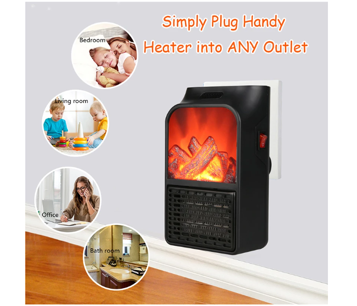 Adjustable 1000W Warm Mini Electric Fan Flame Room Heater with Wall Socket for Room -Black - Zoom Image 1