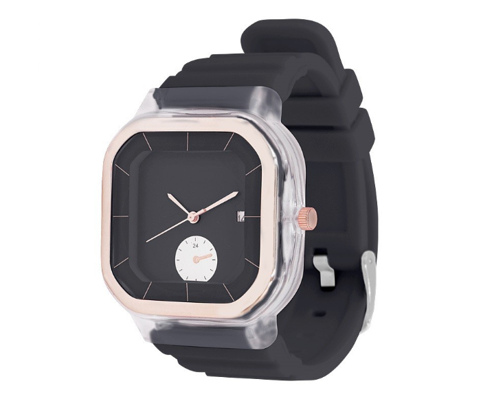 Pearl 6254 Fashionable Solid Square Watch for Women - Black - Zoom Image