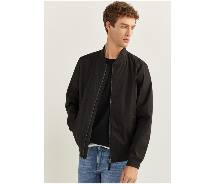 Springfield 283826501 Small Cotton Casual Jacket for Men - Black - Zoom Image 1