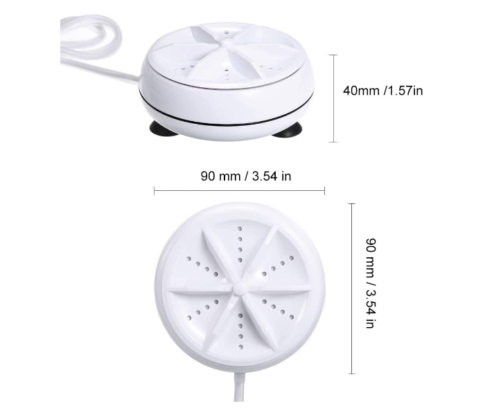 FN- 2 in 1 Ultrasonic Turbo Washing Machine Portable Washer and Rotary Mini Washing Machine - White - Zoom Image 1