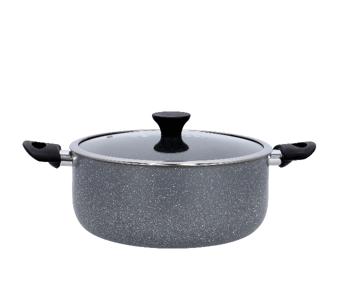 Delcasa DC1904 32 cm Granite Coated Casserole with Glass Lid -Grey - Zoom Image 3