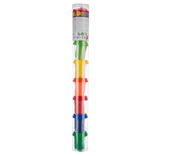 Crea Dough 216DC-17 Tube In Display 6 Cans, 6 Different Colors And Moulds Tube Set For Kids  - Zoom Image 1