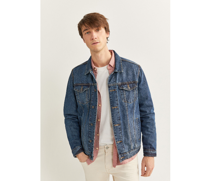 Springfield 283716111 Medium Denim Jacket for Men - Dark Blue - Zoom Image 1