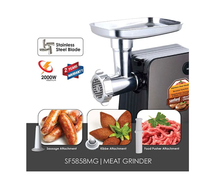 Sanford SF5858MG-B 2000 Watts Meat Grinder Mincer - Black and Silver - Zoom Image 2