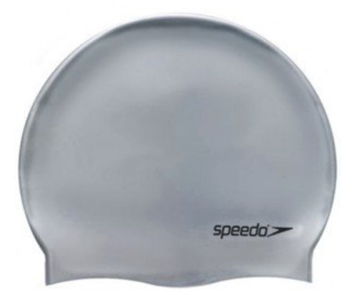 Speedo Unisex Plain Flat Silicone Swim Cap - Silver - Zoom Image 2