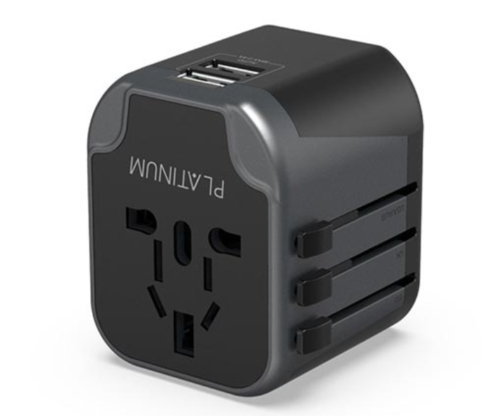 Platinum P-UTAUSB2BK Dual USB 2.4A Universal Travel Adapter - Black - Zoom Image 3