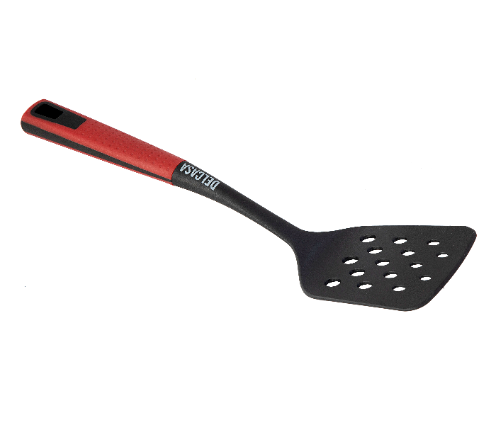 Delcasa DC1675 Durable Non Stick Nylon Slotted Turner with Long Handle - Black and Red - Zoom Image 3