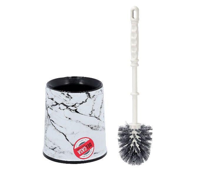 Delcasa DC1974 Toilet Brush with Round Container -Black and White - Zoom Image 1