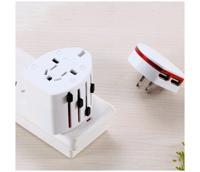 All in One Dual USB Surge Protection and Worldwide Compatible Universal International Travel Adapter - White - Zoom Image 2