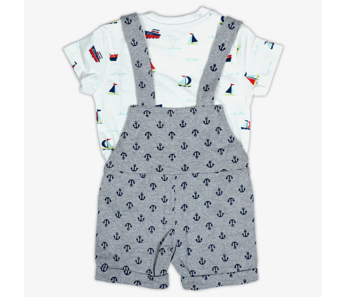 Hugs and Kisses SU19SSV26 6-9Month Winter Tide Newborn Dungarees with T-shirt -White and Grey - Zoom Image 2