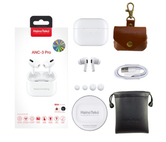 Haino Teko ANC-3 Pro Wireless AirPods with Cover and Wireless Charger - White - Zoom Image 2