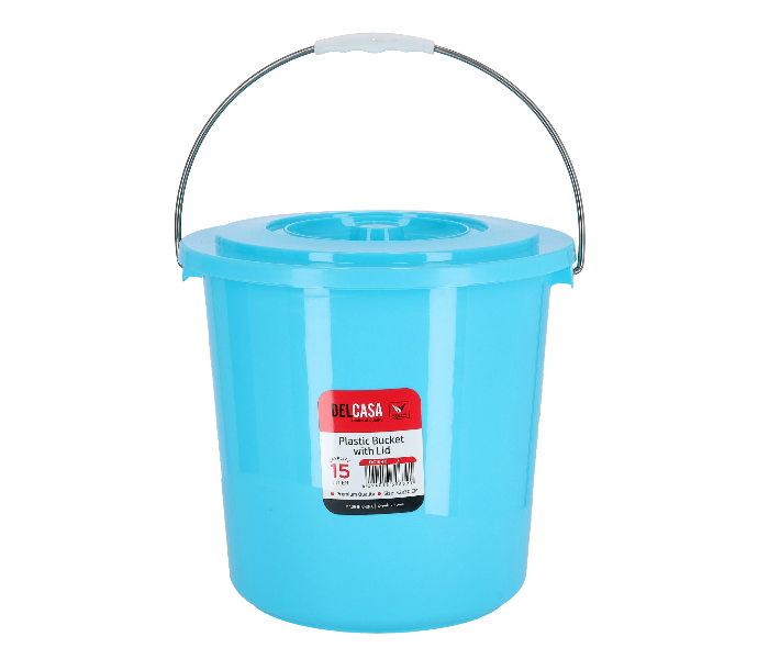 Delcasa DC1640 15 Litre Lightweight Plastic Bucket with Lid and Handle - Blue - Zoom Image 1