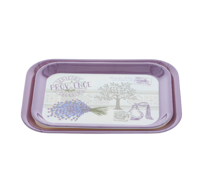 Delcasa DC1646 11x13 Inch 2 Pieces Durable Melamine Serving Tray Set - White and Purple - Zoom Image 2