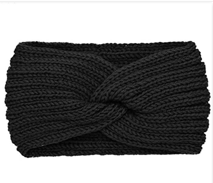 Crochet CAHB-1 Twisted Soft Handmade Ear Warmer Headbands for Adults - Black - Zoom Image