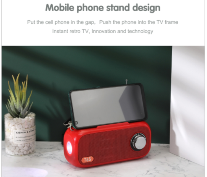 T and G TG613 TWS Solar Portable Bluetooth Speakers with LED Flashlight Support TF FM - Red - Zoom Image 2