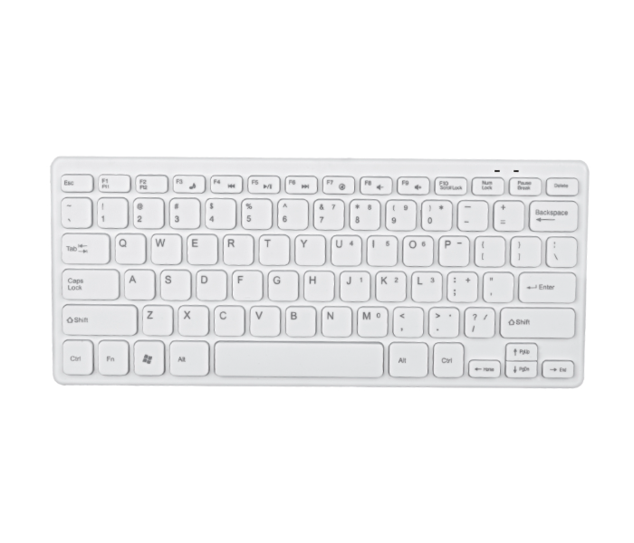 Trands TR-KB523 Durable Ultra Slim Splash Proof Mini Wireless Keyboard - White - Zoom Image