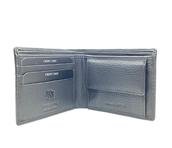 Philippe Morgan PM012A Leather Bifold Wallet for Men - Black - Zoom Image 2