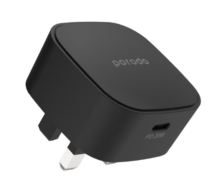 Porodo PD-FWCH004-BK 20W USB-C Super Compact Fast Wall Charger with Built-in Protective Mechanism - Black - Zoom Image 1