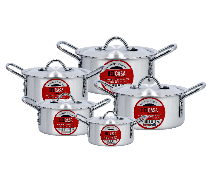 Delcasa DC2168 5 Set Aluminium Casserole Pot - Silver - Zoom Image 1