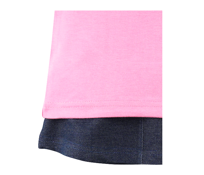 Popees Zest Comfortable Half Sleeve Top with Skirt for 3 Years Babies - Pink and Blue - Zoom Image 2