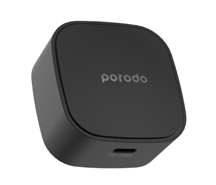 Porodo PD-FWCH004-BK 20W USB-C Super Compact Fast Wall Charger with Built-in Protective Mechanism - Black - Zoom Image 2