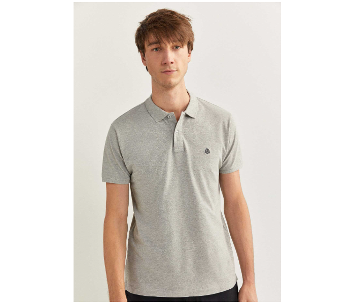 Springfield 143766643 Medium Basic Slim Fit Polo Shirt for Men - Grey - Zoom Image 1