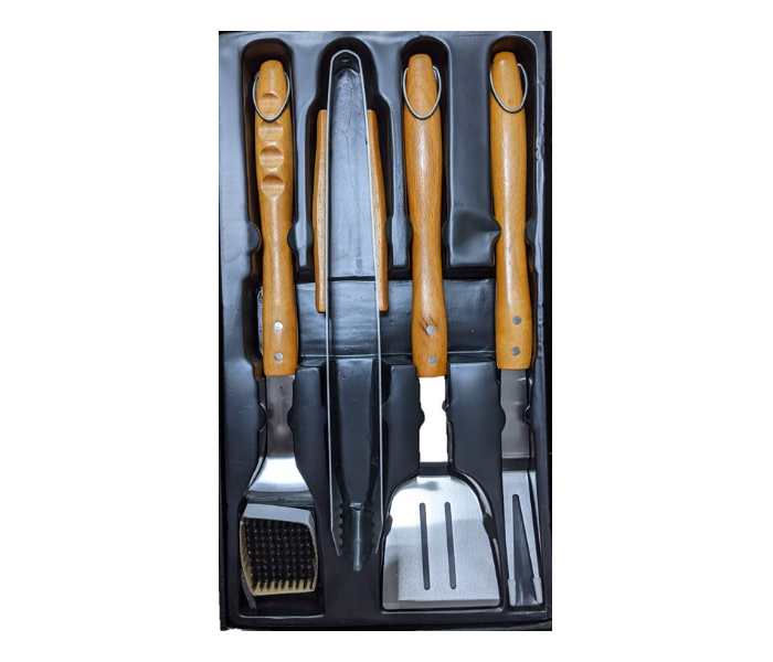 Durable DR-410433 Set Of 4 Piece Kitchen Accessory Set - Brown and Silver - Zoom Image