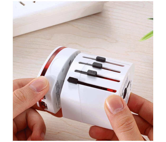 All in One Dual USB Surge Protection and Worldwide Compatible Universal International Travel Adapter - White - Zoom Image 3