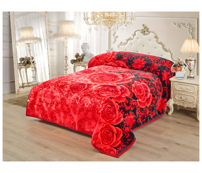 Stargold  SG-BL2034 11Lbs 2Ply Double Bed Embossed Super Soft Blanket - Red and Black - Zoom Image