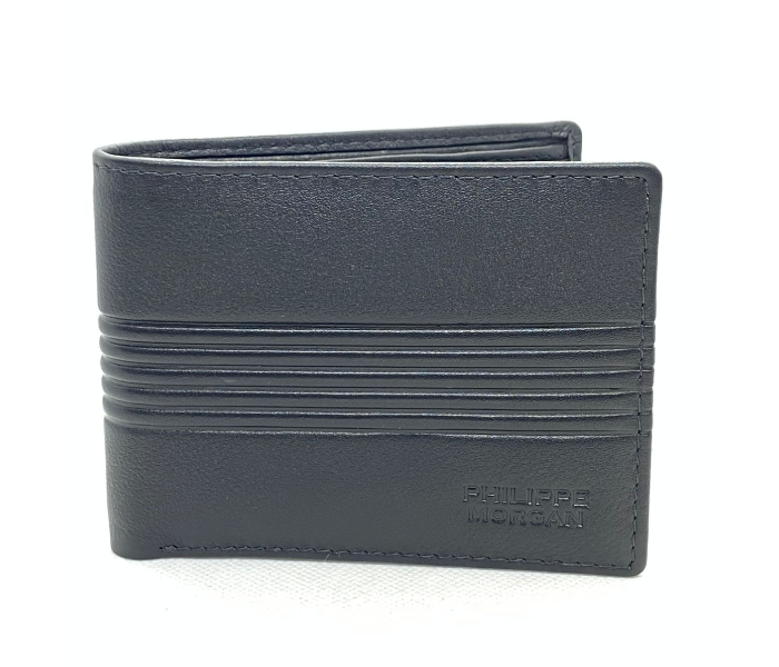 Philippe Morgan PM012A Leather Bifold Wallet for Men - Black - Zoom Image 1