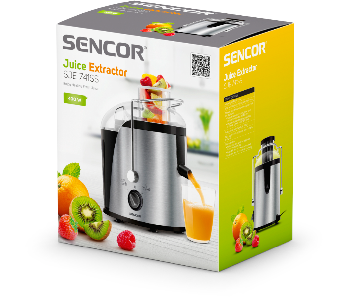 Sencor SJE741SS 400W 2Speed Juicer with Triple Engine Protection -Black and Silver - Zoom Image 11