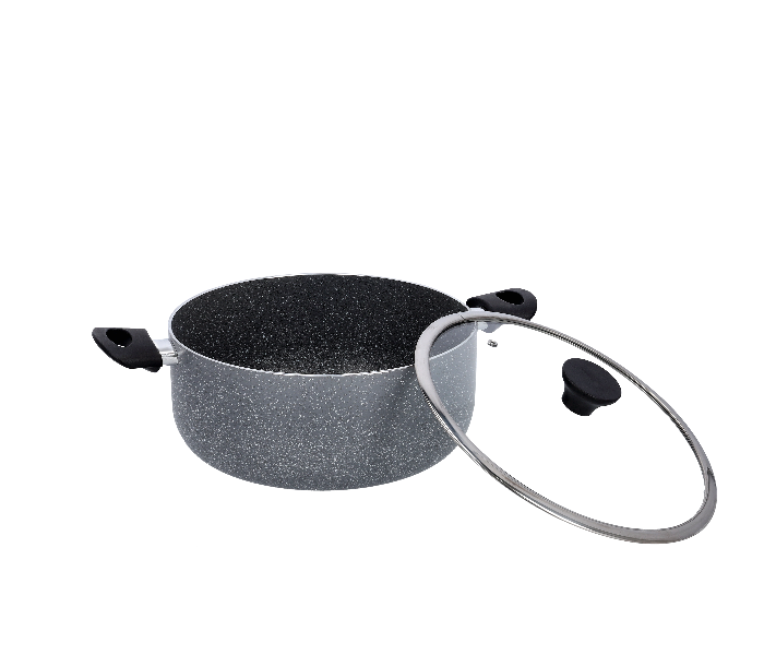 Delcasa DC1901 26 cm Granite Coated Casserole with Glass Lid -Grey - Zoom Image 2