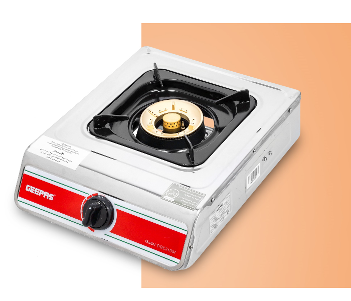 Geepas GGC31037 SS 1Burner Automatic Ignition Stainless Steel Gas Cooker -Silver - Zoom Image