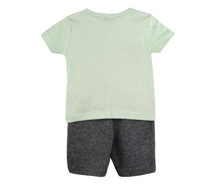 Popees Cameron Comfortable Half Sleeve Tshirt with Shorts for 2 Years Babies - White and Grey - Zoom Image 2