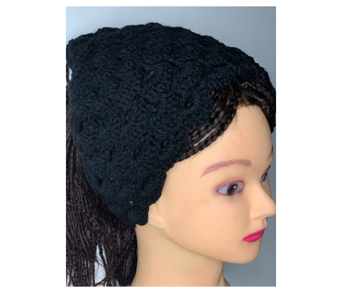 Crochet CBS-1 Bandana Soft Handmade Scarf for Girls - Black - Zoom Image 1