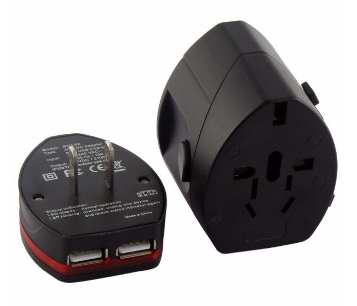 All in One Dual USB Surge Protection and Worldwide Compatible Universal International Travel Adapter - Black - Zoom Image 4